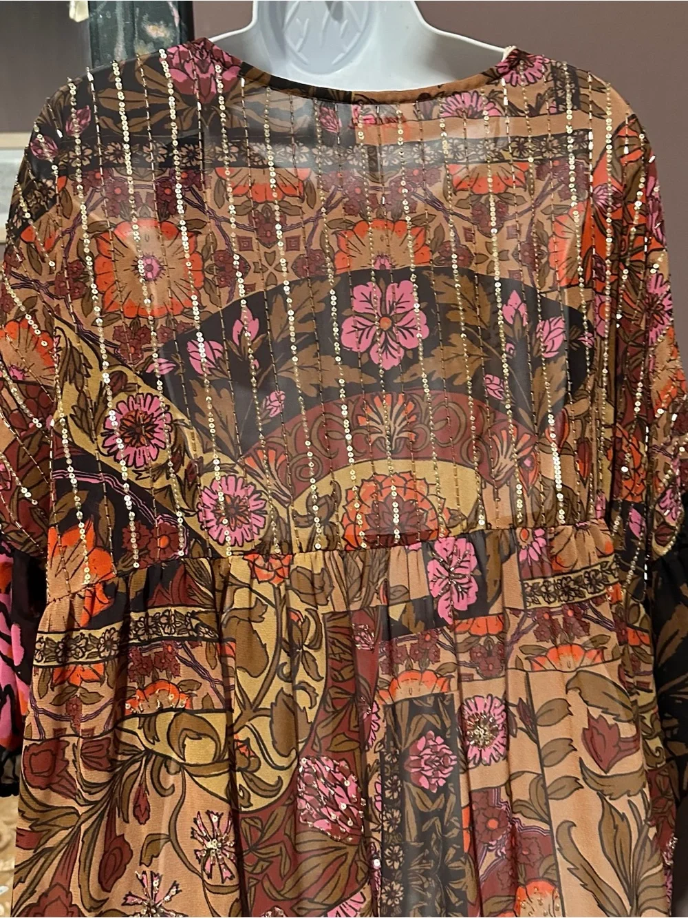 Free people no more to dream Bohemian Patchwork Floral V-Neck Maxi Dress